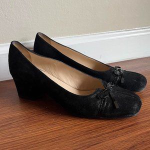 Amalfi Black SHimmery Ballet Block Heels with‎ Bow Size 7.5